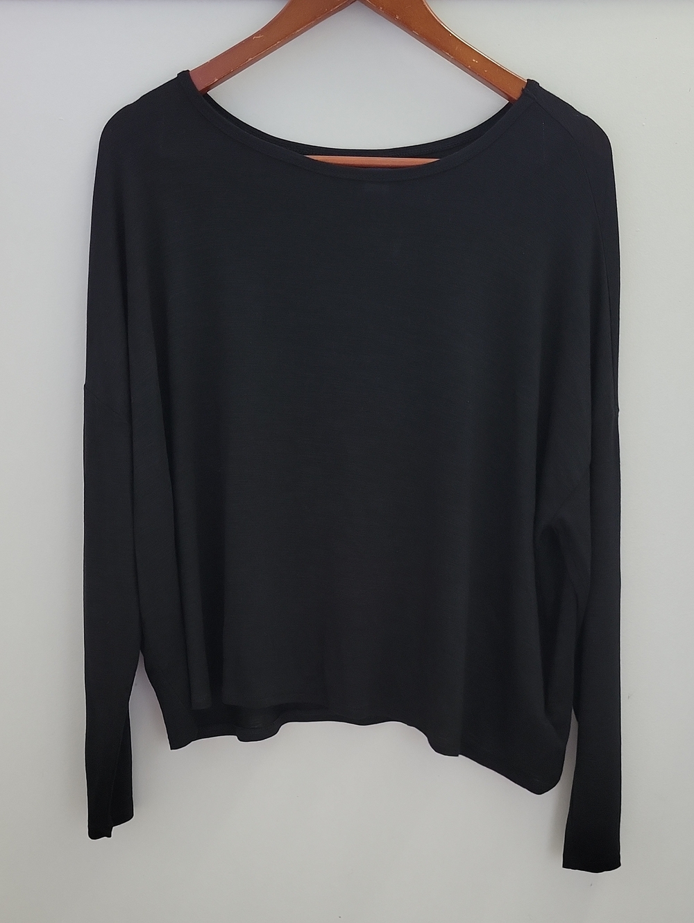 Old Navy Luxe Long Sleeve Dropped Shoulder Top Black Size Medium NWT